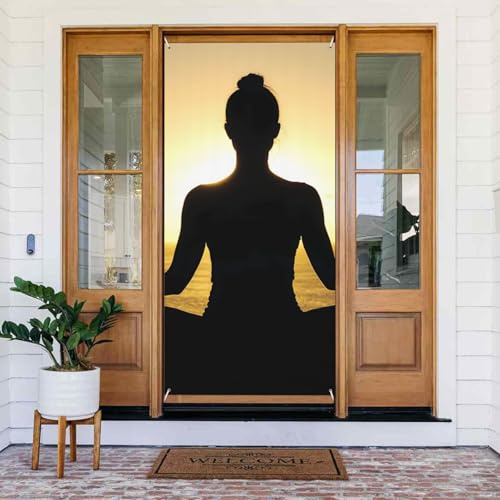 ZSUUGJ Wiederverwendbare Türabdeckung für Yoga-Meditation, Banner, Türvorhang für Innen- und Außendekoration, einfach aufzuhängen, Haustürdekoration für Partys, Geburtstage und Feiertage