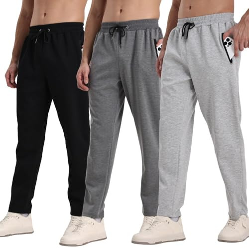 Hpbygstae, Pantalon de jogging pour homme, lot de 3, jogger, pantalon de survêtement athlétique pour homme, pantalon de jogging pour homme avec fermeture éclair, respirant et flexible, 3XL