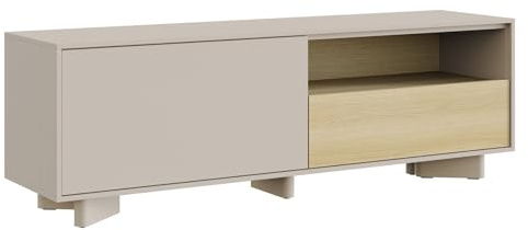 Selsey TV Schrank 140 cm Kaschmir Eiche Vicenza – Sideboard Wohnzimmer und Lowboard stehend, modernes TV Board mit Türen, Schublade und offener Nische, TV Möbel und Fernsehschrank