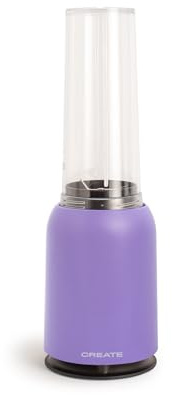 CREATE/MOI STUDIO/Batidora de vaso morado/Tritura y emulsiona, para smoothies y batidos, vaso 400 ml, individual, libre de BPA, portátil, cuchillas de acero inoxidable, 230W