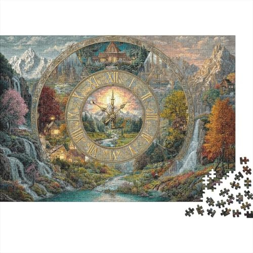 Geheimnisvolle Uhr Landschaft 1000 Teile Puzzle Erwachsene Papierpuzzle Entspannung Wanddeko Familienspaß 52x38cm/1000pcs