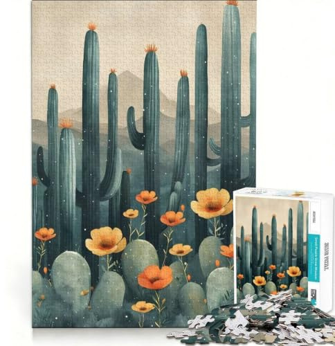 1000-teiliges Puzzle für Erwachsene Vintage-Kaktus-Wandbild Familienspiel trainiert Gehirn und Hände ganze Familie 50x75cm