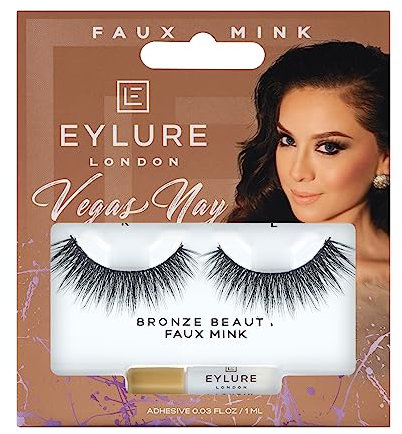 Eylure Vegas Nay Bronze Beauty False Eyelashes, Reusable, Adhesive Included, 1 Pair, Cruelty Free