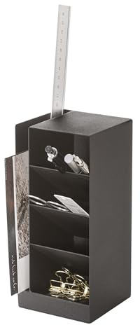 Yamazaki 3320 TOWER Stiftehalter, schwarz, Stahl, Minimalistisches Design, 9 x 9 x 20 cm (LxBxH)