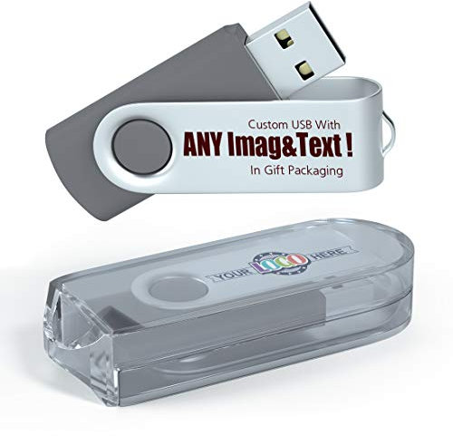 MEINAMI Lot de 25 Clé USB Personnalisée 4 GO Flash Drive USB avec Votre Logo USB 2.0 - Gris