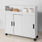 Haotian BZR02-W Porte-rouleau de papier toilette pour salle de bain Version blanche Armoire de rangement sur roulettes
