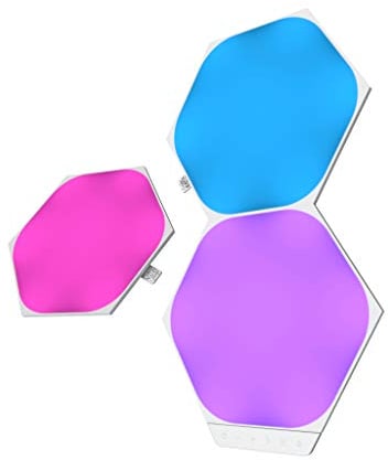Nanoleaf Shapes Hexagon Erweiterungspack, 3 zusätzliche LED Panels - Smarte Modulare RGBW WLAN 16 Mio. Farben Wandleuchte Innen, Musik & Bildschirm Sync, Funktioniert mit Alexa, Deko & Gaming