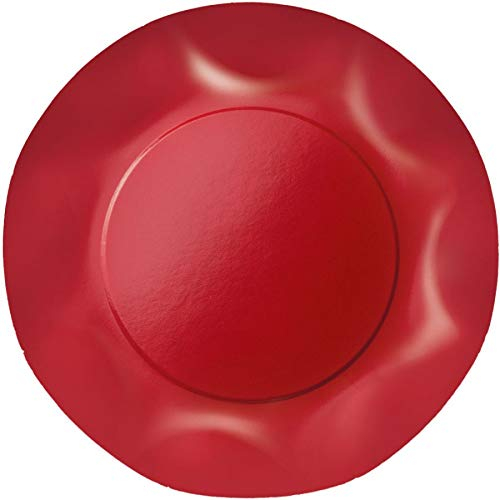 Zeus Party Piatti Piani Carta Plastificata Tinta Unita con Bordi Ondulati 25cm (Bordeaux)