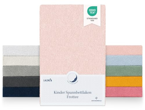 Laleni Frottee Spannbettlaken 40x90cm - Oeko-TEX Zertifiziertes Bettlaken, Faltenfreie Spannbetttücher für Kinderbett, Babybett und Moses Körbchen Rosa