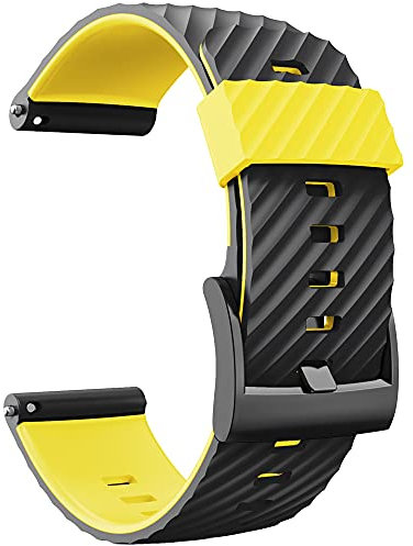KINOEHOO Bracelet de montres Compatible avec Suunto 7/9/9 baro/D5/spartan sport Bracelets de remplacement en Silicone.(Noir jaune)