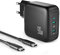 imuto 90W Caricatore USB C, 2 Porte Alimentatore USB-C con Tecnologia GaN, PD Ricarica Rapida Caricabatterie con cavo da 2M USB C per MacBook Pro/Air iPad Pro iPhone 14/12 Galaxy Smartphone -nero
