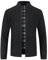 Sliktaa Mens Knitted Cardigan Thick Sweater Full Zip Stand Collar Warm Jumper Fleece Lined Winter Coat,Black,3XL