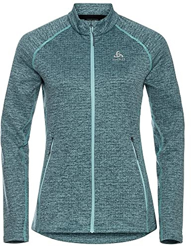 Odlo Damen Langarm Shirt mit Reißverschluss TENCIA, Blue Wing Teal Melange, XL