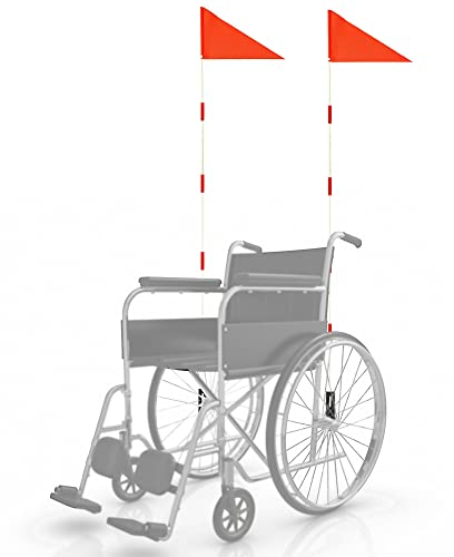 RAXCONN Rollstuhl-Sicherheitsflagge – Polyester, vollfarbig, reißfest, wasserdicht, Orange, Fahrradsicherheit mit robusten Fiberglas-Stangen, 1,8 m, höhenverstellbar
