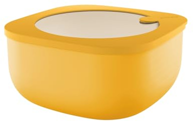 Guzzini - Kitchen Active Design, STORE&MORE BIO, Récipients hermétiques bas pour réfrigérateur/congélateur/four à micro-ondes (L) - Jaune Mangue, 19,5 x 19,5 x h9,3 cm | 1900 cc - 170721236