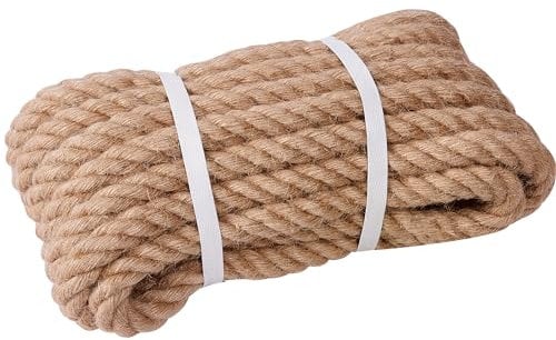 XINSHUNCAN Corda di iuta da 20 mm, 10 m, 4 fili, spessa e resistente, corda di iuta naturale resistente per lavori artigianali, tiragraffi fai da te, impacchettamento da giardino, lampadario, amaca da