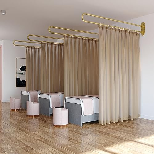 Paravent Raumteiler Innen Privatsphäre Raumteiler Vorhangstange Wand, Schönheitssalon Vorhänge Trennwand/ Trennwände Paravents Mit U-förmigen Metallstangen Stangen, Rosa Gelb Weiß Blau Braun Vorhänge