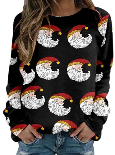 XTBFOOJ Weihnachten Langarm Shirts Damen Lustiges Rentier Weihnachten weihnachtskleider Shapewear Damen bauchweg Pulli Damen Oversize longweste Damen mit Kapuze Hoodie Damen skims Tshirt Lange Weste