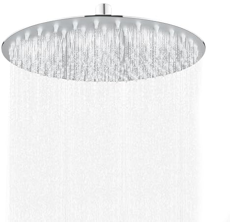 1 soffione doccia rotondo, soffione doccia a pioggia in acciaio inox, regolabile a 360°, impermeabile, soffione doccia (8 pollici)