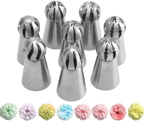 8 Piezas Boquillas Para Manga Pastelera,Boquillas de Acero Inoxidable,para Galletas, Pastelería, Boquillas de Decoración Accesorios.