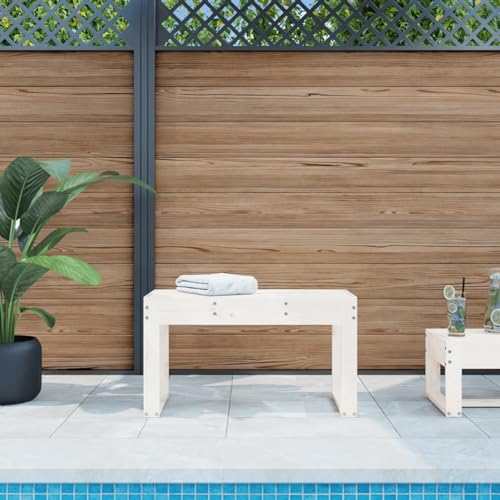 ShGaxin Gartenbank Weiß 80x38x45 cm Massivholz Kiefer, Terrassenmöbel, Wetterfeste Bank, Outdoor Bank, Parkbank, Garten Banken, Deko Bank, Gartenmöbel - 825087