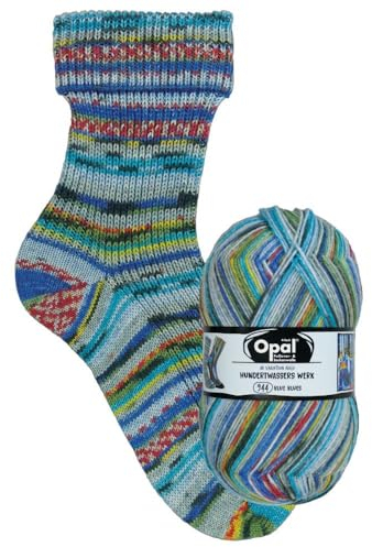 Opal Sockenwolle Hundertwasser neue Serie | Sockengarn 4-fädig | Strumpfwolle zum Stricken und Häkeln | 100g, 420m (Farbe 4050 Blue Blues)