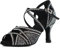 Syrads Donne Strass Scarpe da Ballo Sala Latino Salsa Danza Tacchi Scarpe Peep Toe Cross Strap Scarpe Donna,Nero 7.5cm Heel,38 EU