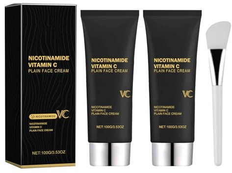 2 Stück Niacinamid Vitamin C Schwarze Tube Hautcreme Niacinamide Creme Moisturizer Multifunktionale Geschmeidige Feuchtigkeitsspendende Make-up-Creme Mit Niacinamid Vitamin C Creme