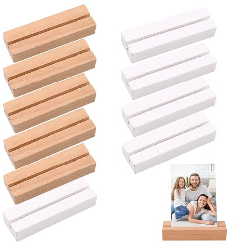 ZYETGH 10 Stück Kartenhalter Holz, Tischkartenhalter Stabil Postkartenständer Kartenständer Fotohalter Postkartenhalter Menükartenhalter für Hochzeiten Partys Bankette