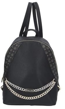 Pollini Zaino con catenelle sulla parte frontale e dettagli in Heritage Nero Nero