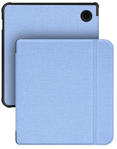 GIOPUEY Cover Compatibile con Kobo Libra H2O/Tolino Vision 5, Flip Pelle + Morbida Custodia in Silicone, consistenza Simile alla Pelle Case - Skyblue