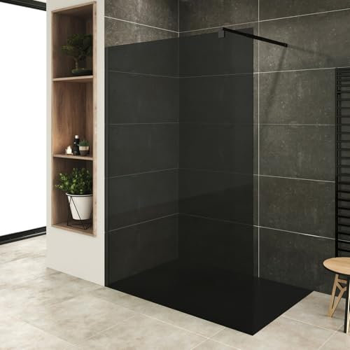ROMA-BLACK Paroi douche Italienne noire 130 x 200 cm, verre 10 mm teinte fumé
