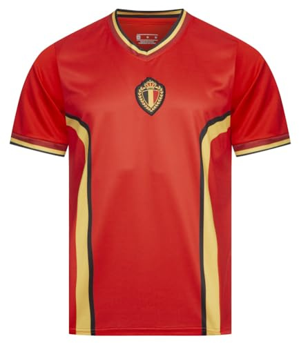 JELEX Retro History Maillot pour homme | Avec logo brodé et manches courtes | Design nostalgique pour les fans de football | Idéal pour les collectionneurs, Belgique, L