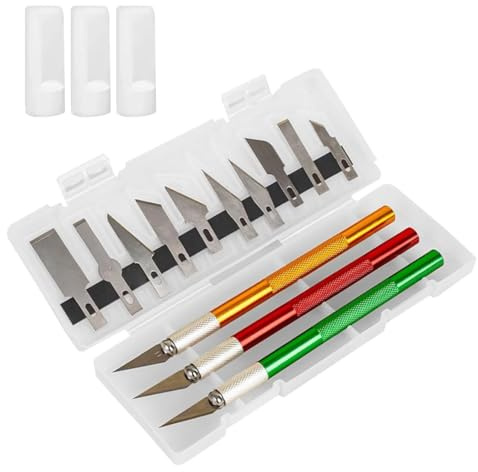 YAZWUR 1 Set per DIY e Lavori Creativi, Bisturi Modellismo con 10 Lame di Ricambio, Taglierino di Precisione, Cutter Professionale, Adatto per Carta, Plastica, Legno e Stoffa