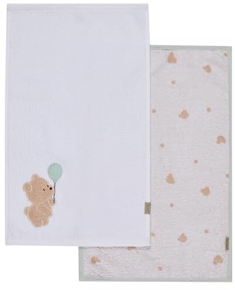 Sterntaler Kinderhandtuch Doppelpack Bär Bo, Baby- und Kinderhandtuch, saugfähige Baumwolle, schöne Webkanten, süße Applikationen, weich und pflegeleicht, 50×30×0,5 cm, weiß