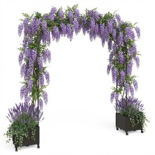 Rosenbogen Metall 180cm, Rankhilfe für Kletterpflanzen, Hochzeit Bogen | Wetterfest & robust; pulverbeschichtet; einfache Montage; für Clematis & Gemüse; idealer Party-Hintergrund; stabil
