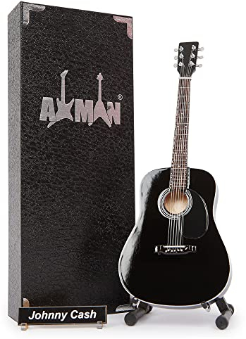 Johnny Cash: Black Acoustic - Miniatur-Gitarren-Replik – Musikgeschenke – handgefertigte Verzierung