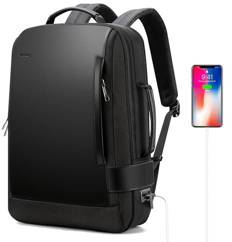 BOPAI 3 in 1 Zaino da Uomo Espandibile 20L-24L, Intelligente, Antifurto,ufficio business Zaino da Lavoro Uomo, Borsa per Laptop con Porta Di Ricarica USB, Impermeabile,15.6 pollici -Nero
