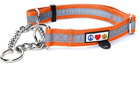 Pawtitas Martingale Ketten-Hundehalsband Welpenhalsband Reflektierendes Hundehalsband Trainingshalsband für Hunde Ketten-Erziehungshalsband für Hunde Halsband Groß Hundehalsband Orange Hundehalsband