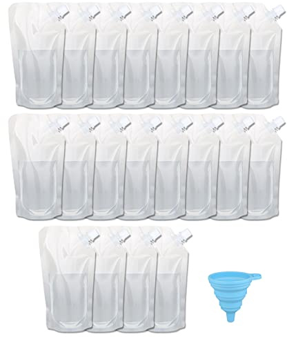 20 Pcs Flasks Cruise Pouch Reusable Sneak Travel Drinking Flask Concealable Plastic Flasks Bags with Funnel (16 oz)