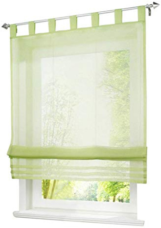 1er-Pack Raffrollo mit Schlaufen Gardinen Voile Transparent Vorhang (BxH 140x155cm, Grün)