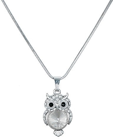 Damen Eule Halskette Charm Anhänger Halskette für Mädchen Roségold und Silber Lange Kette Halskette mit CZ Kristall, Kristall, Zirkonia
