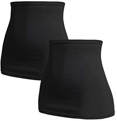Herzmutter Bandeau abdominau Maternité pour Femme Enceinte - Lot de 2 Ceinture de Grossesse - Taille Haute - Chauffe-Reins - Extension de T-Shirt - 6300 (Noir/Noir, S)