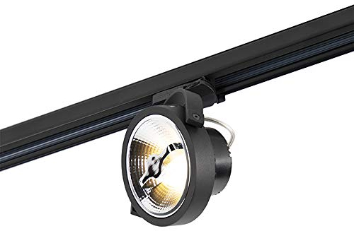 QAZQA - Modern Schwarzer SchienenSpot I Spotlight I Deckenspot I Deckenstrahler I Strahler I Lampe I Leuchte für 3-Phasen-Schiene GU10 111cm - 3-Phasen-Experte I Wohnzimmer I Schlafzimmer - Aluminium