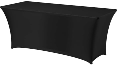 HENDI Tischhusse, rechteckig, geeignet Buffetisch (810927), kein Bügeln nötig, Stoff: Easy Jersey 160 g/m², 90% Mikropolyester/10% Elastan, 1500x760x(H) 730mm, Schwarz