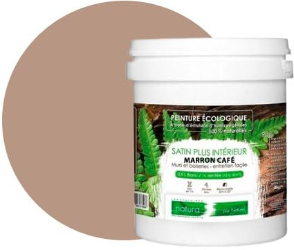 BOX DECO COULEURS Peinture naturelle écologique aspect Satin NATURA - Tassili - Murale intérieur - 1 L - 18 m² (Marron Café)