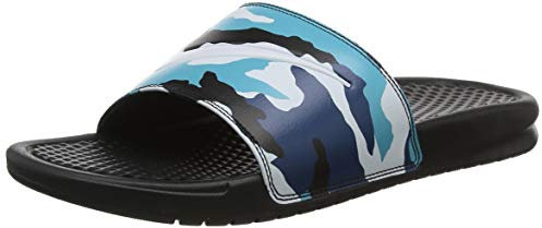 Nike Benassi Jdi Print, Men's Beach & Pool Shoes, Black (Black/Pure Platinum/Teal Nebula/Blue Force 027), 13 UK (48.5 EU)