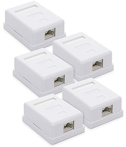 kwmobile Roseta RJ45 para Pared - 1 Puerto Ethernet CAT6A - Caja de Red para instalación en Superficie - Conector blindado para Internet en Blanco