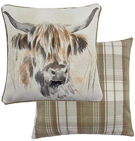 Evans Lichfield Aquarell Highland Cow Kissenbezug, Multi, 43 x 43 cm (Pack of 1)