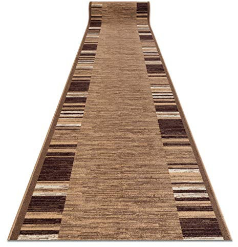 rugsx Antirutsch Teppich Läufer Adagio beige – Moderner Kurzflor für Küche, Flur & Wohnzimmer, Meterware, 80x900 cm
